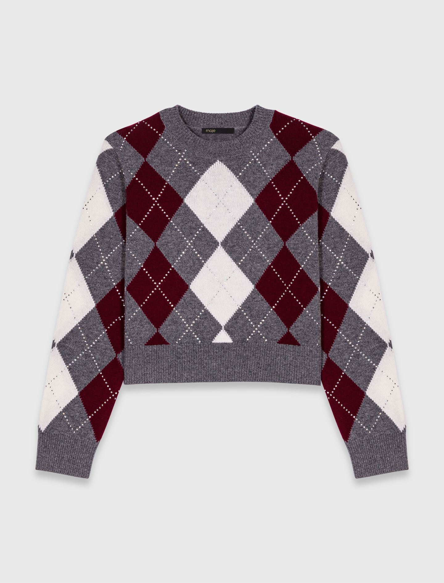 Sweater de patrón argyle corto