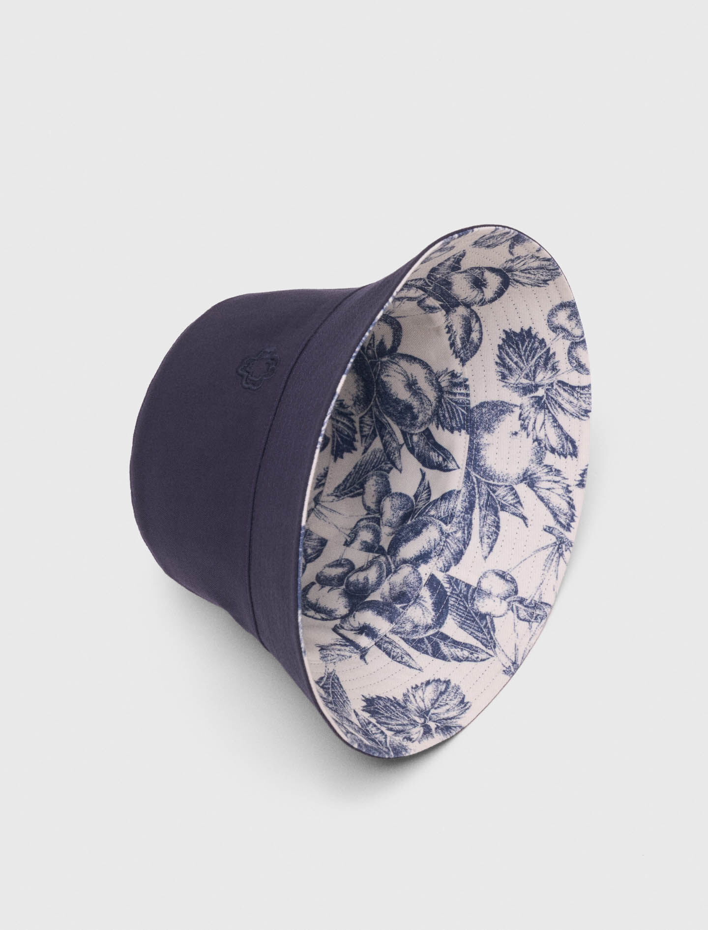 Sombrero de paja con estampado de frutas reversible
