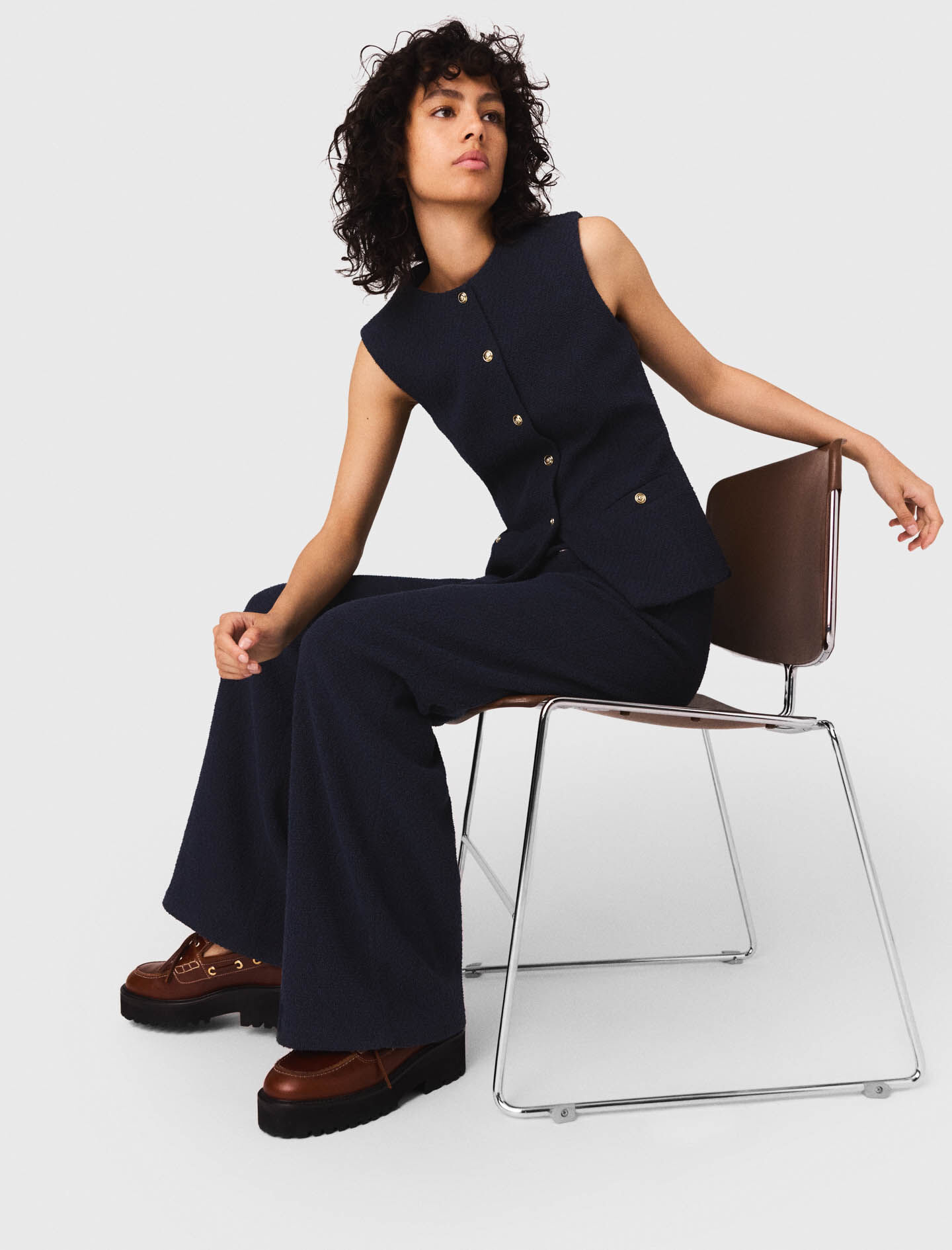 Pantalones de tweed de corte recto