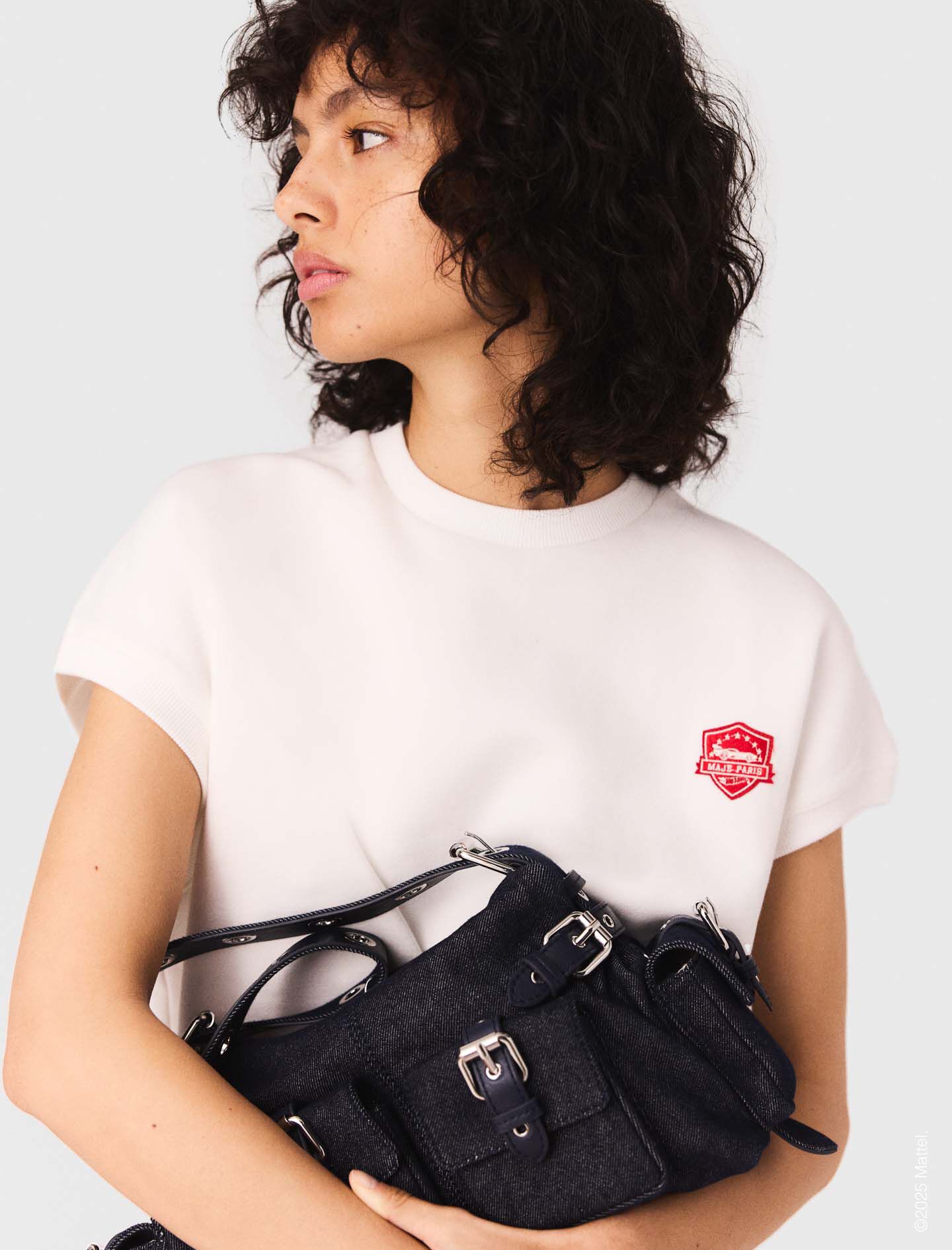 Sudadera corta de felpa con bordado