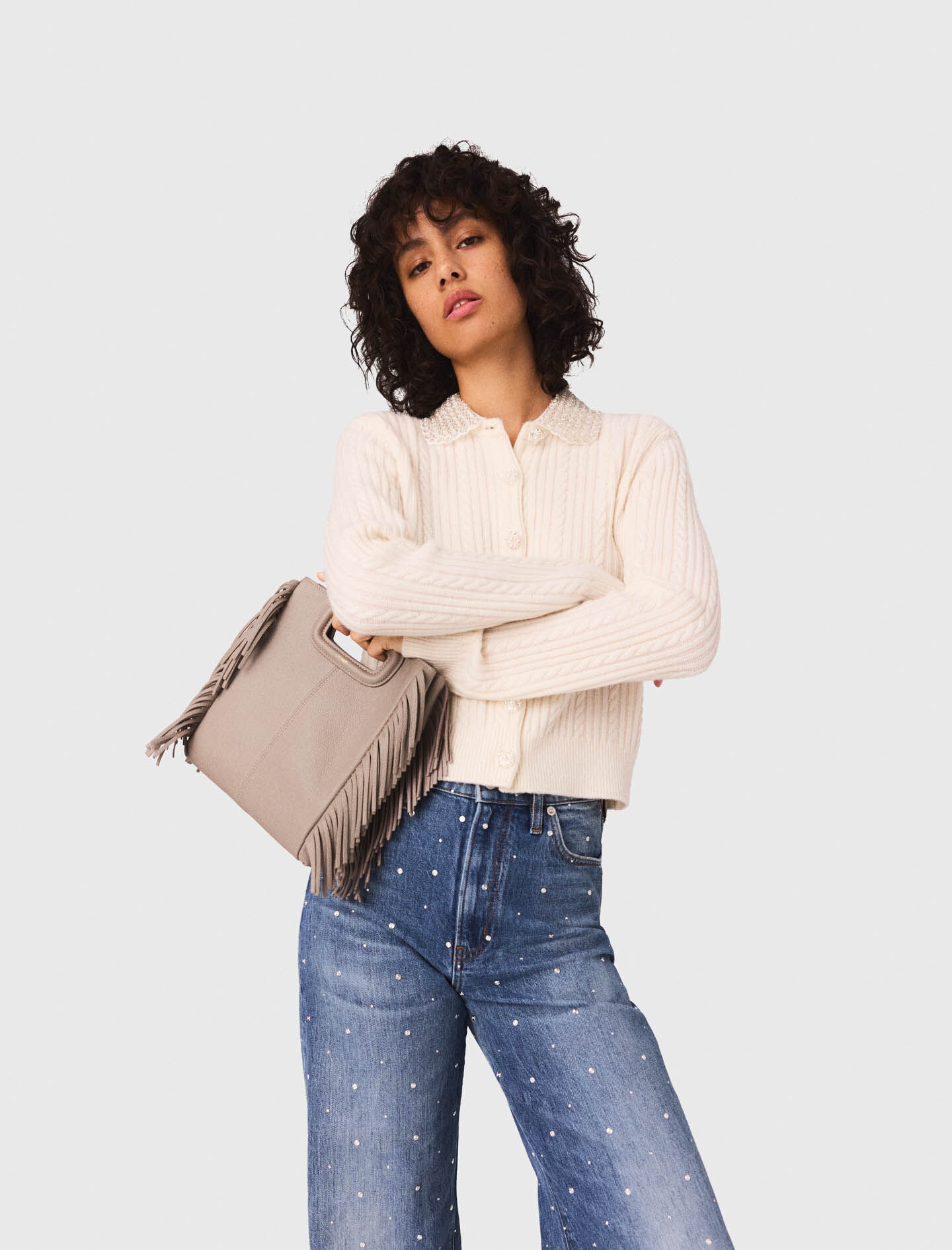 Cardigan de punto con cuello desmontable