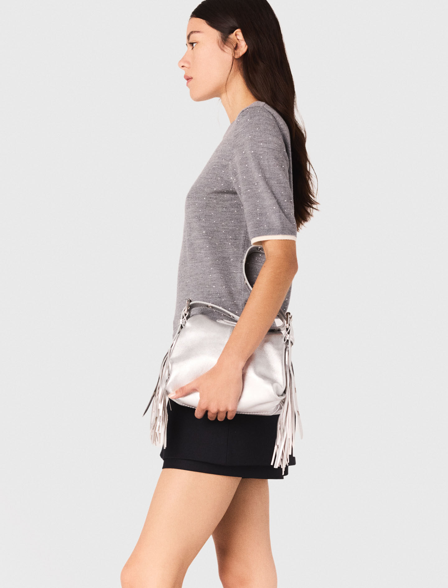 Jersey corto de lana con brillantina