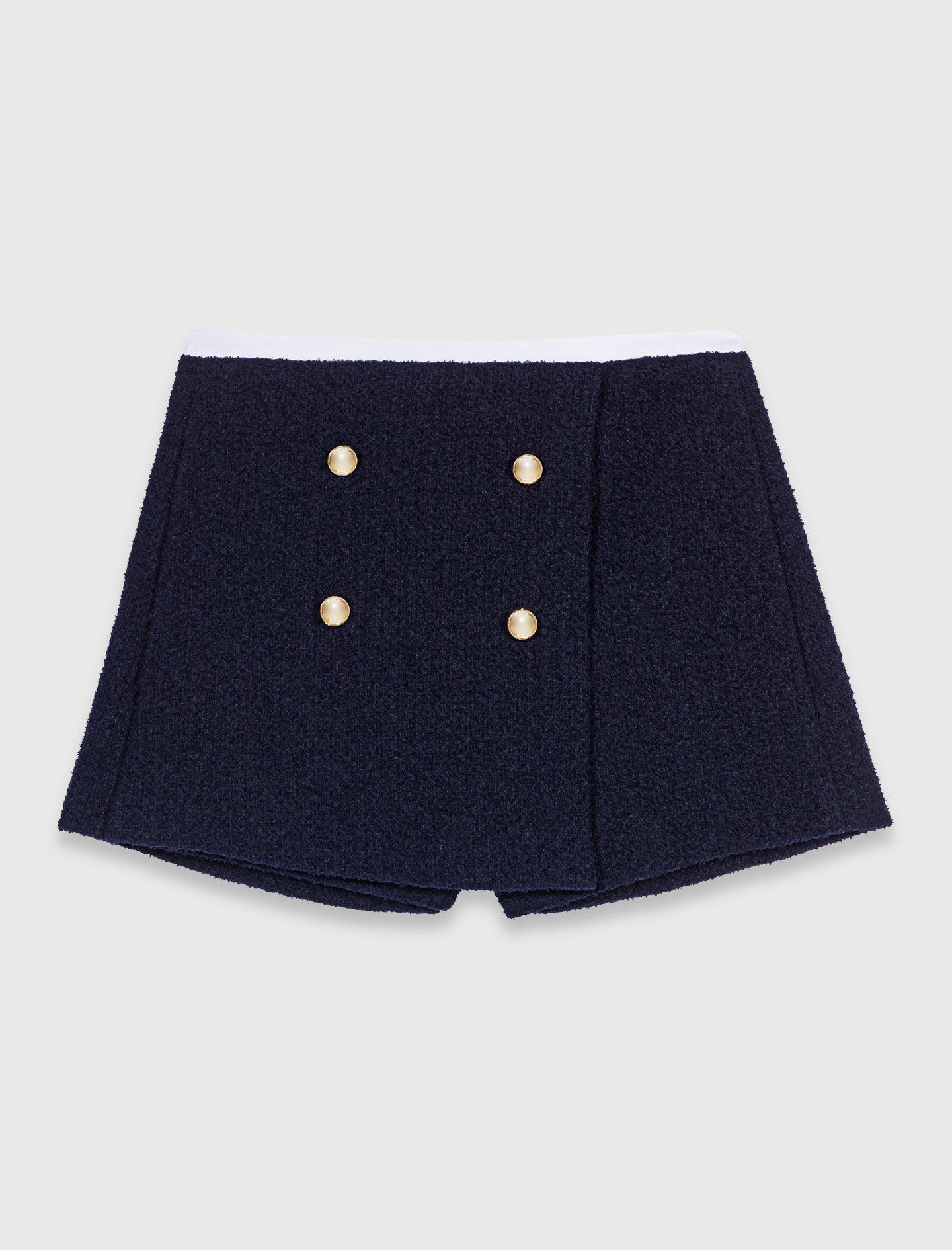Pantalones cortos de tweed con cinturón contrastante