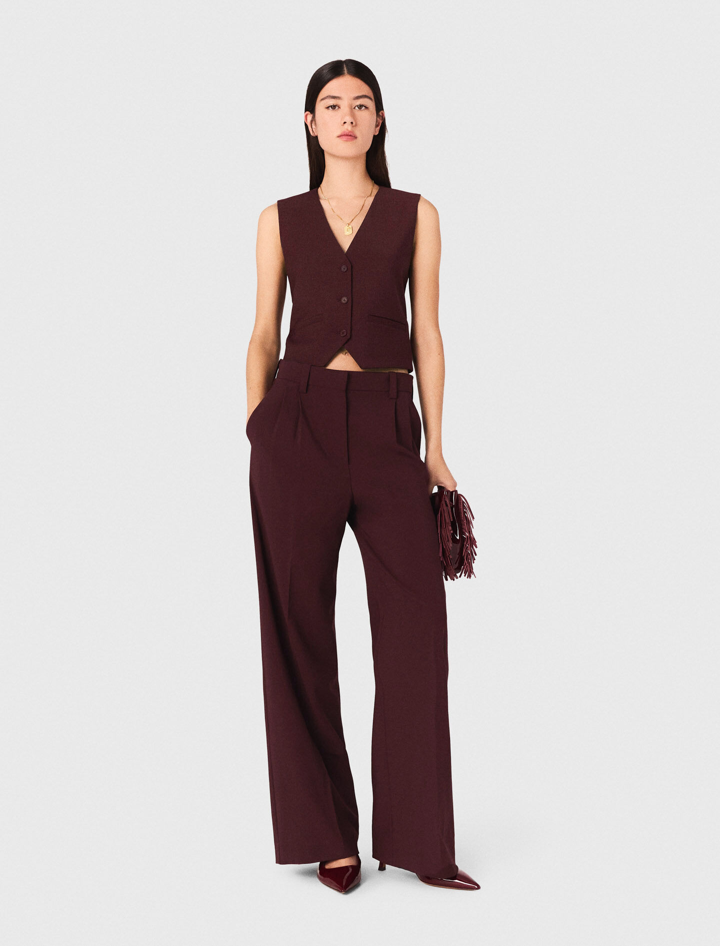 Pantalones de traje con cintura alta ajustados