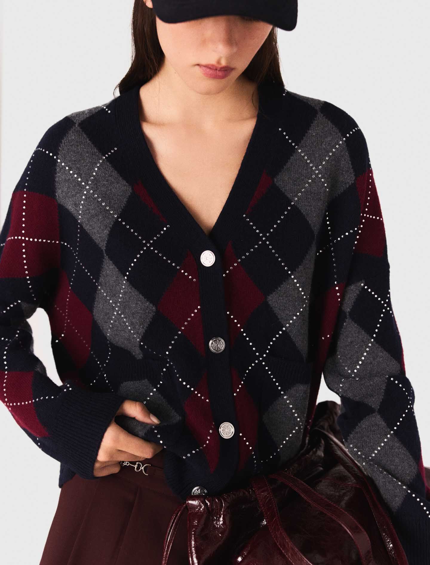 Chaleco corto de punto con estampado argyle