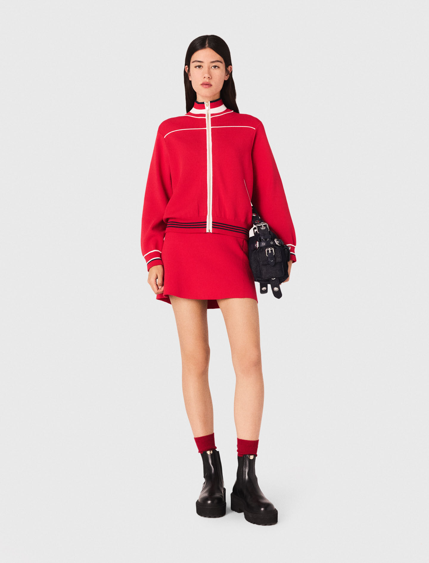 Cardigan con cremallera y cintura elástica