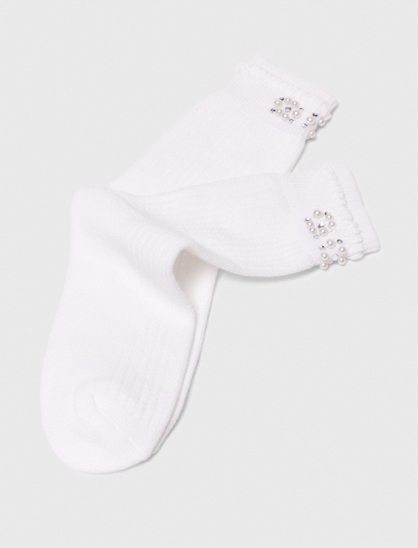 Calcetines pointelle con perlas