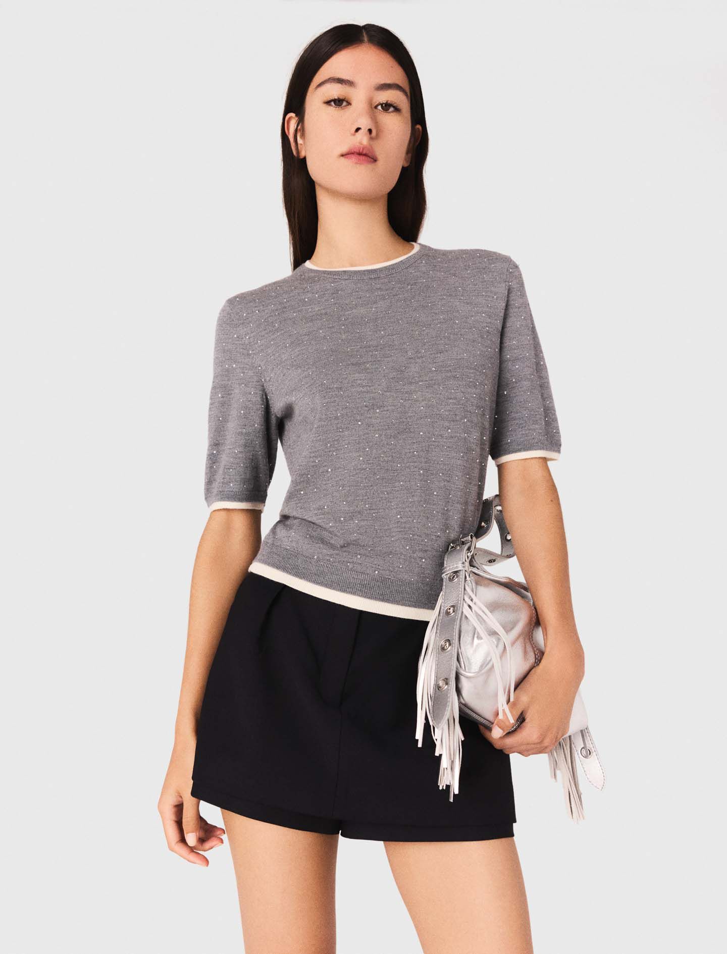 Jersey corto de lana con brillantina