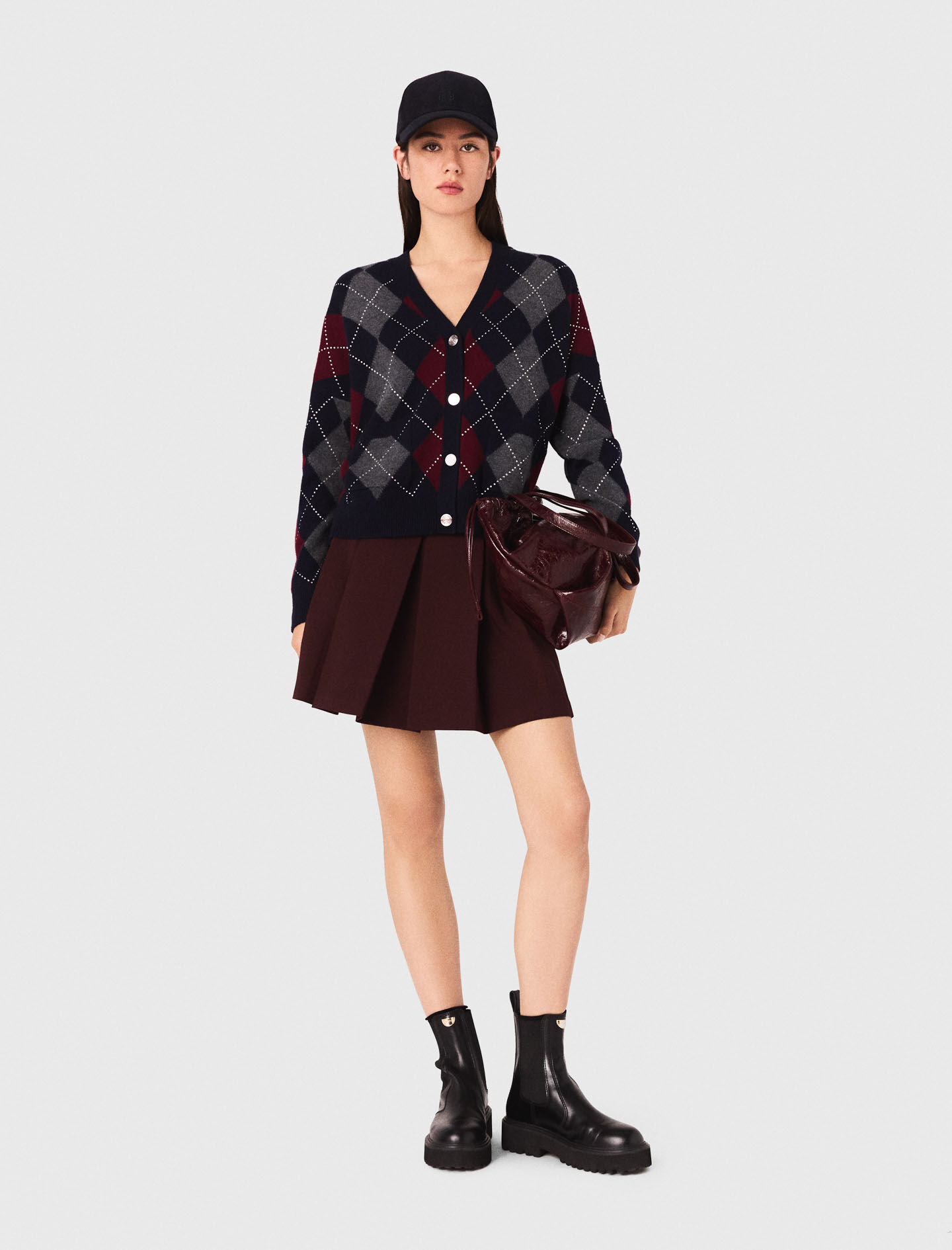 Chaleco corto de punto con estampado argyle
