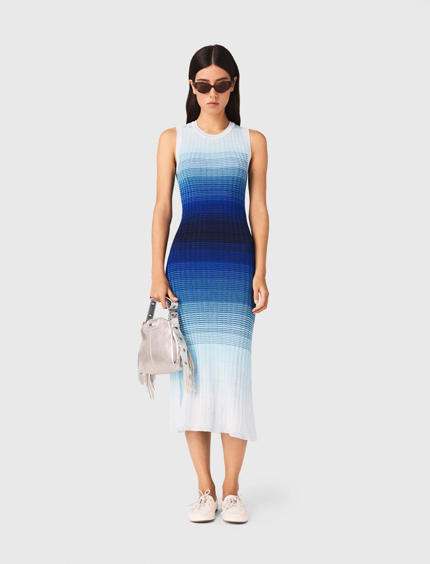 Vestido largo de punto con efecto ombré