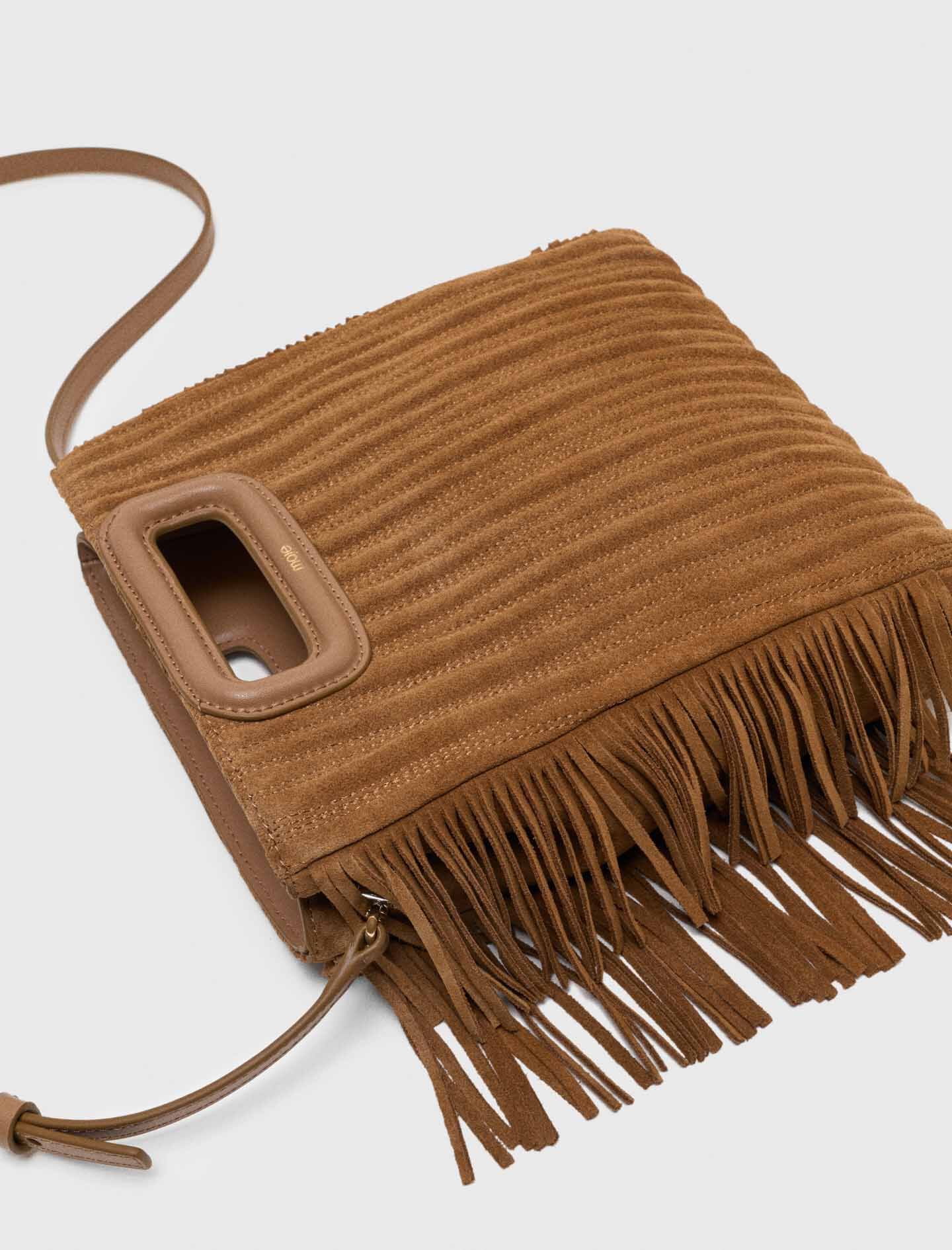 Bolso M de ante acolchado