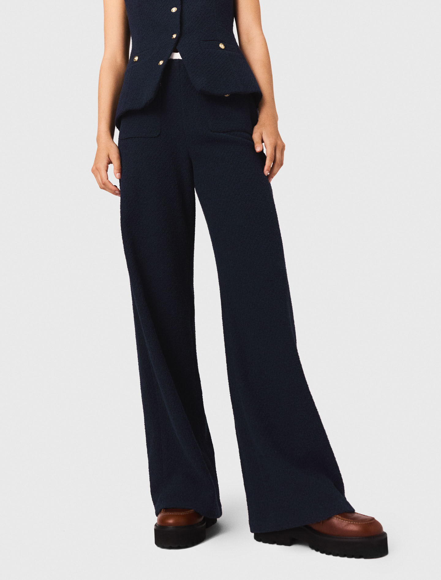 Pantalones de tweed de corte recto