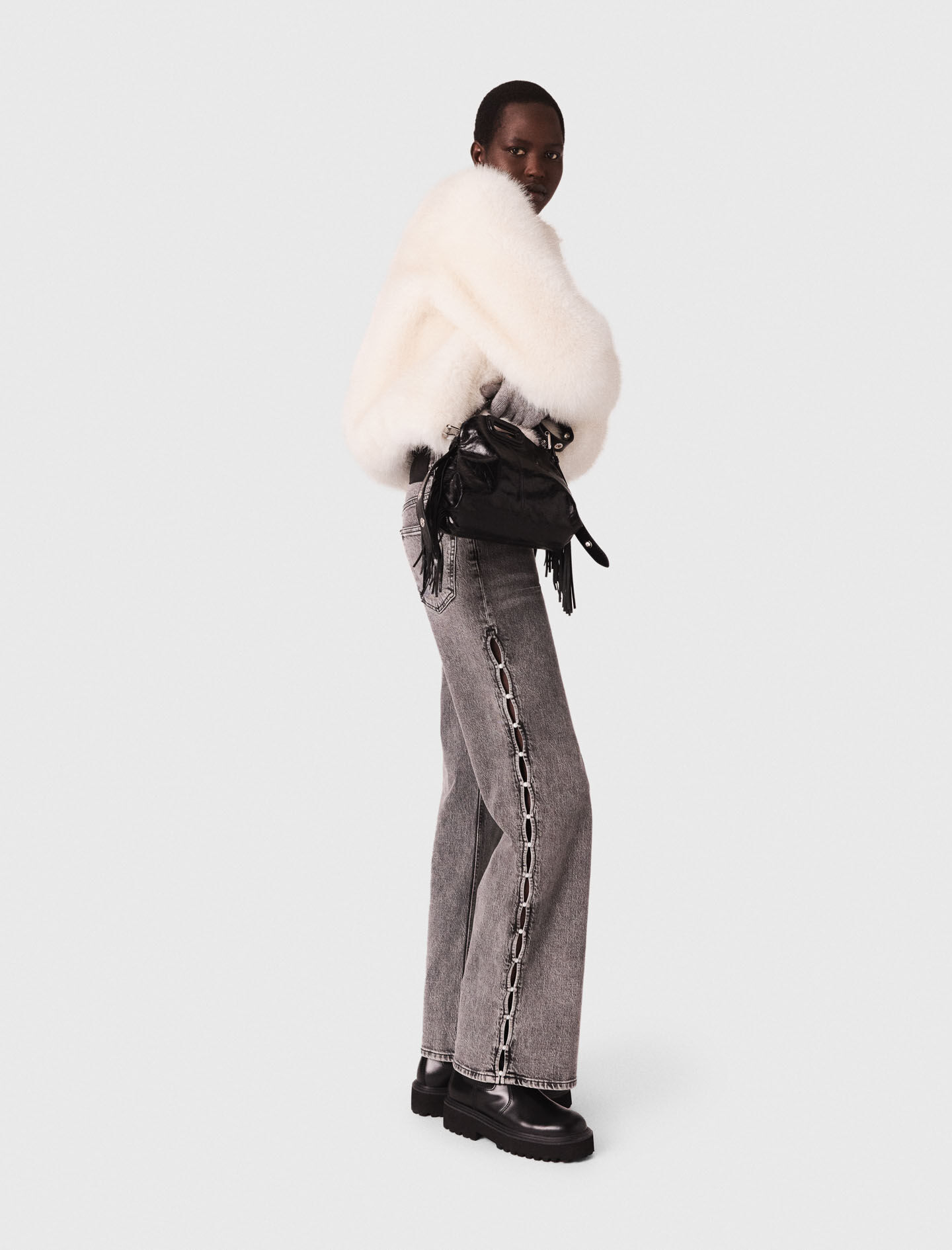 Pantalones vaqueros de pierna ancha con cuentas