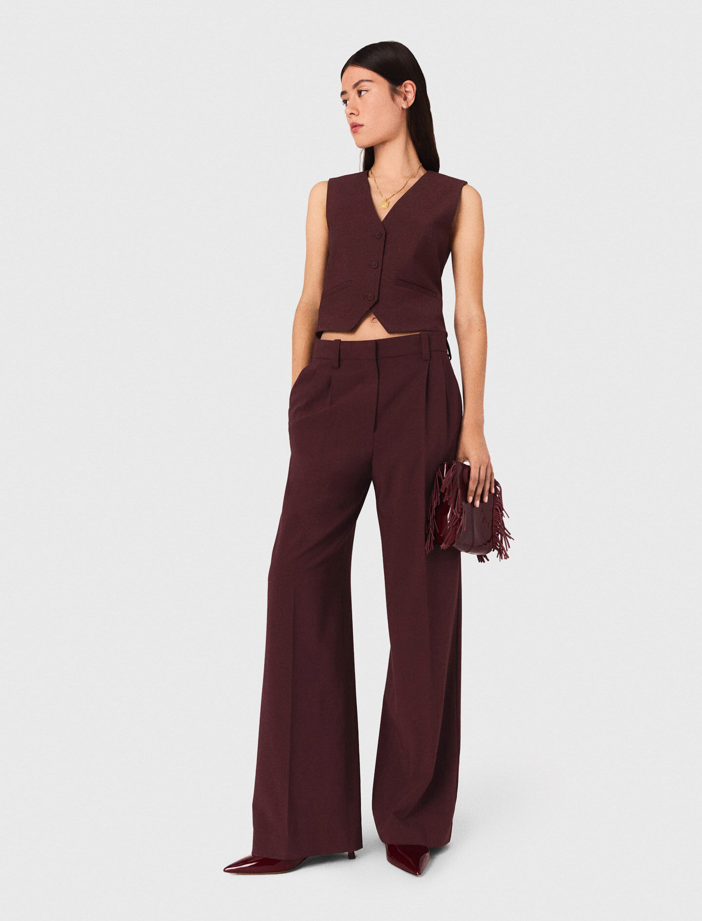 Pantalones de traje con cintura alta ajustados