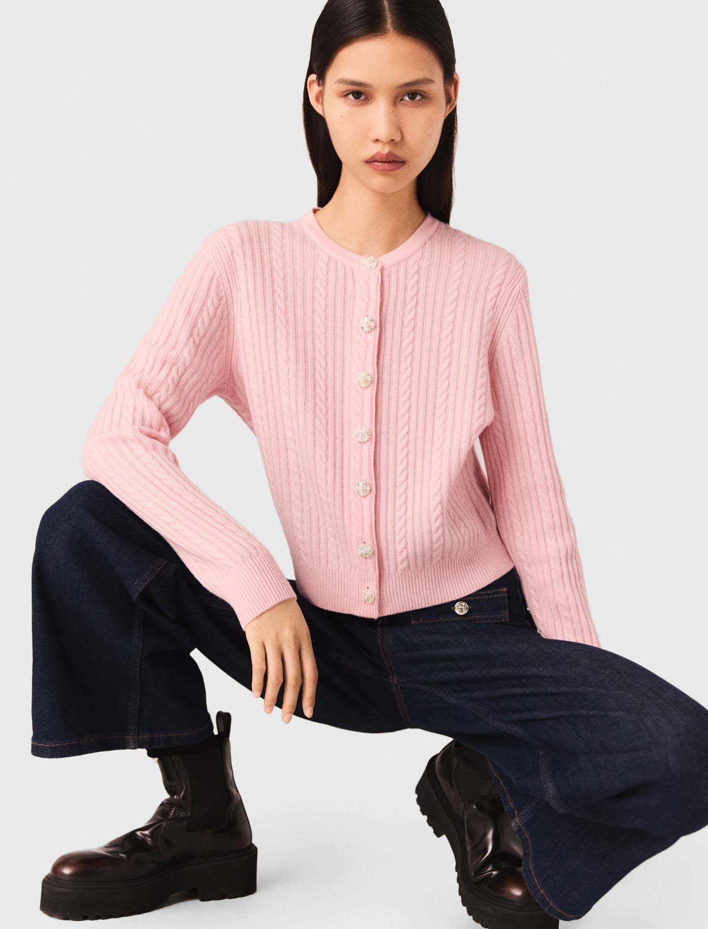 Cardigan con cuello desmontable