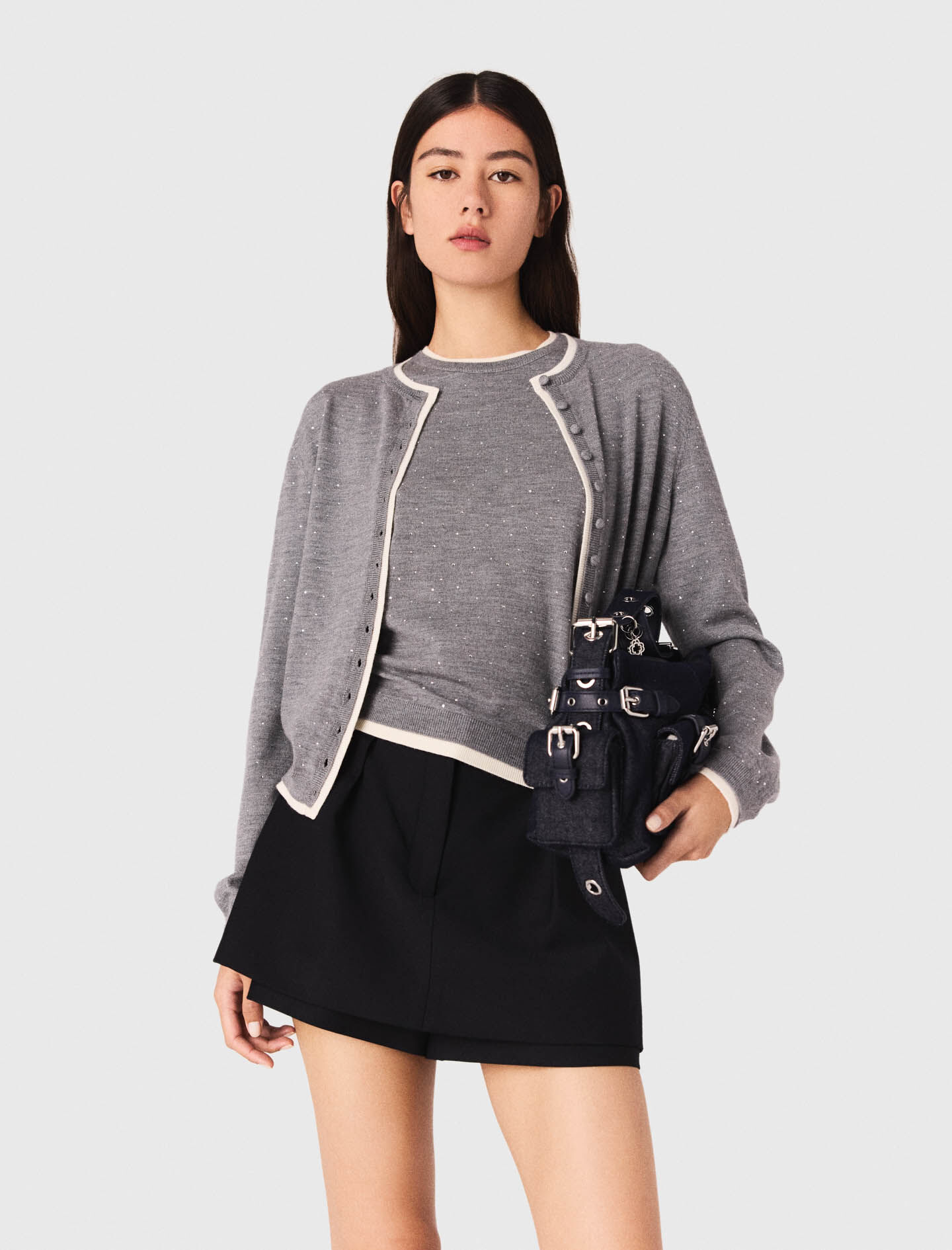 Cardigan tejido con adornos